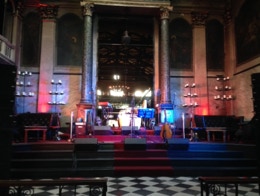 A wedding function band stage.