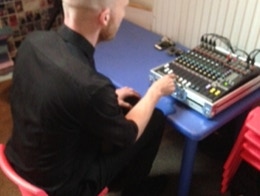 A Soundcraft EFX8 mixing desk.